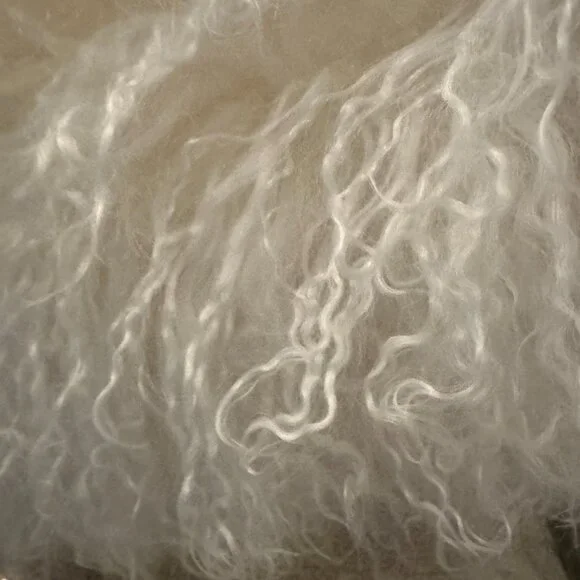 Throw Pillow Mongolian Fur / Tibetan Lamb Throw Pillow – White – 18x18 - Picture 3 of 11